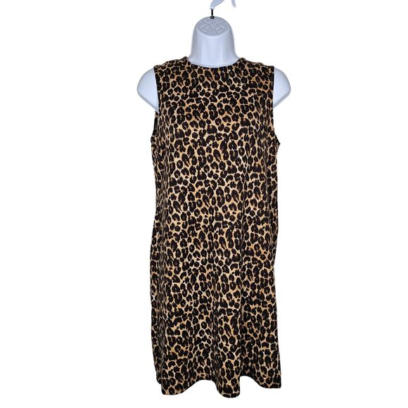 ワンピース JAGUAR SKIN PRINT STRETCH JERSEY SLEEVELESS DRESS Leopard Print Bodycon Sleeveless V-Neck Halter One Piece
